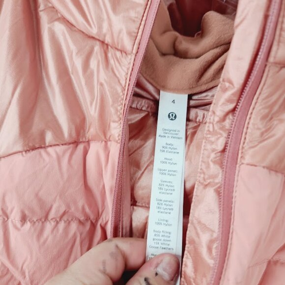 Lululemon Women's Pink Running Down For It All Hooded Puffer Jacket Size 4 - Picture 5 of 7